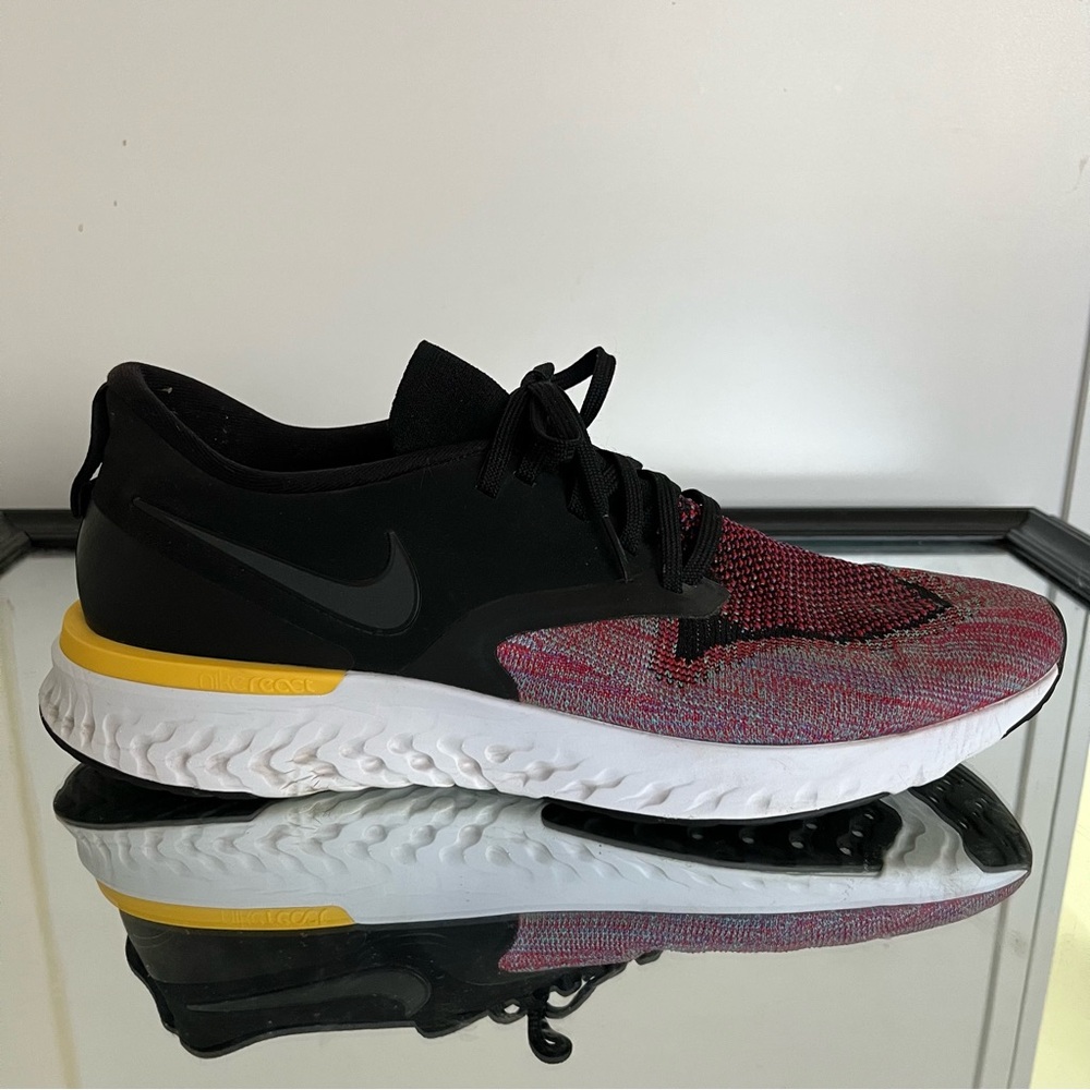 Nike Odyssey React FlyKnit 2 Sneakers  Size 12 Mens Black University Red Jade